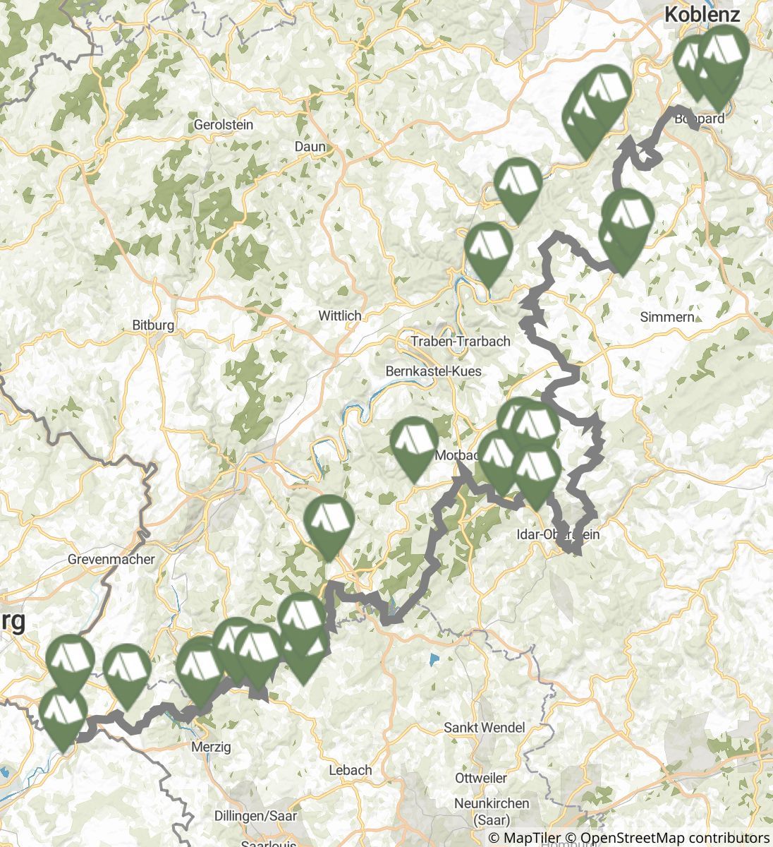Saar-Hunsrück-Steig map image