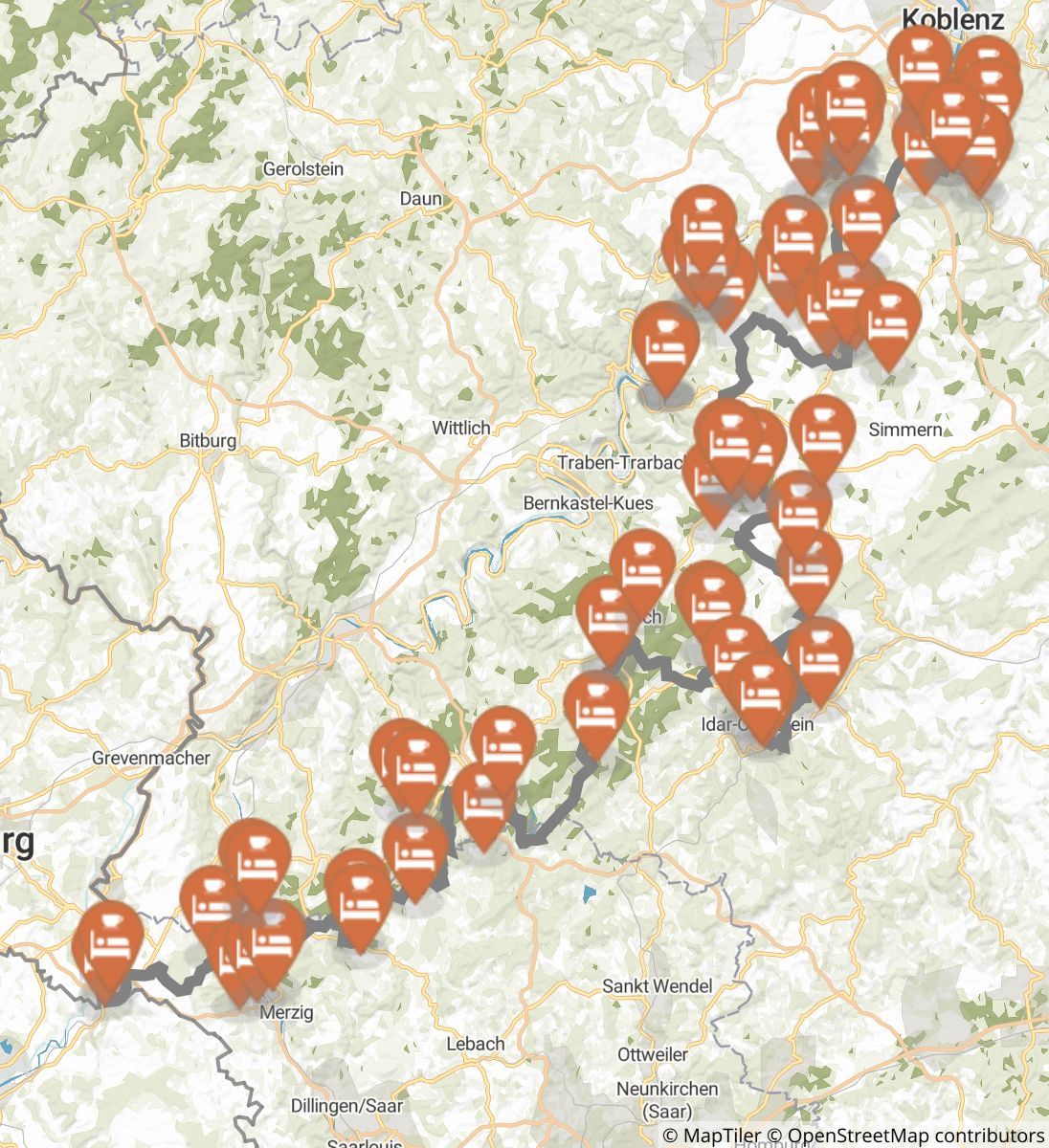 Saar-Hunsrück-Steig map image