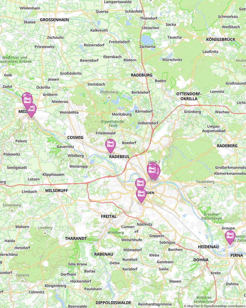 Sächsischer Weinwanderweg map image