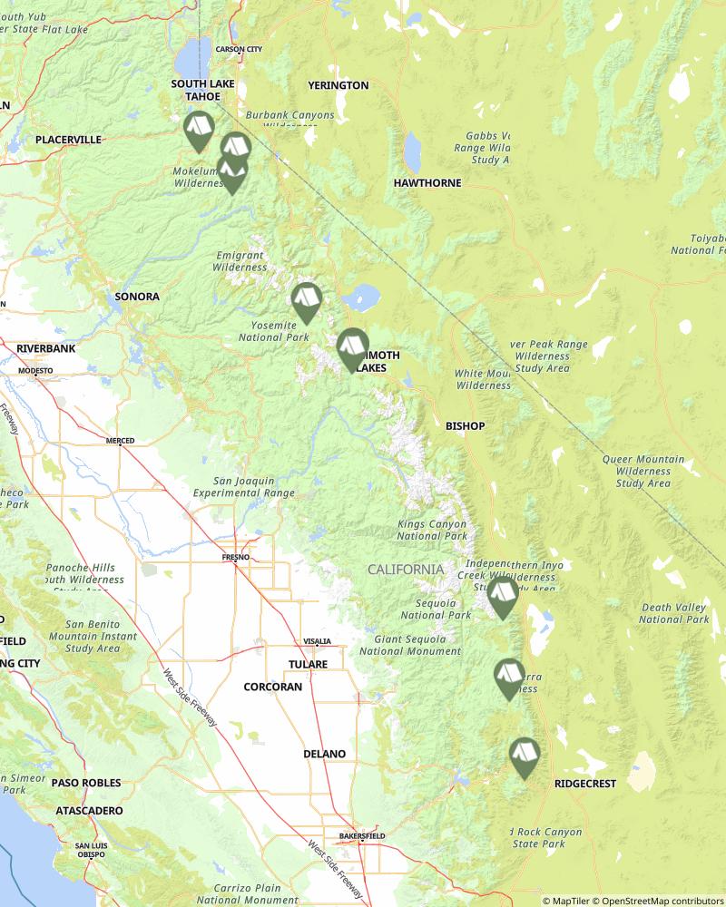 Pacific Crest Trail - Central California map image